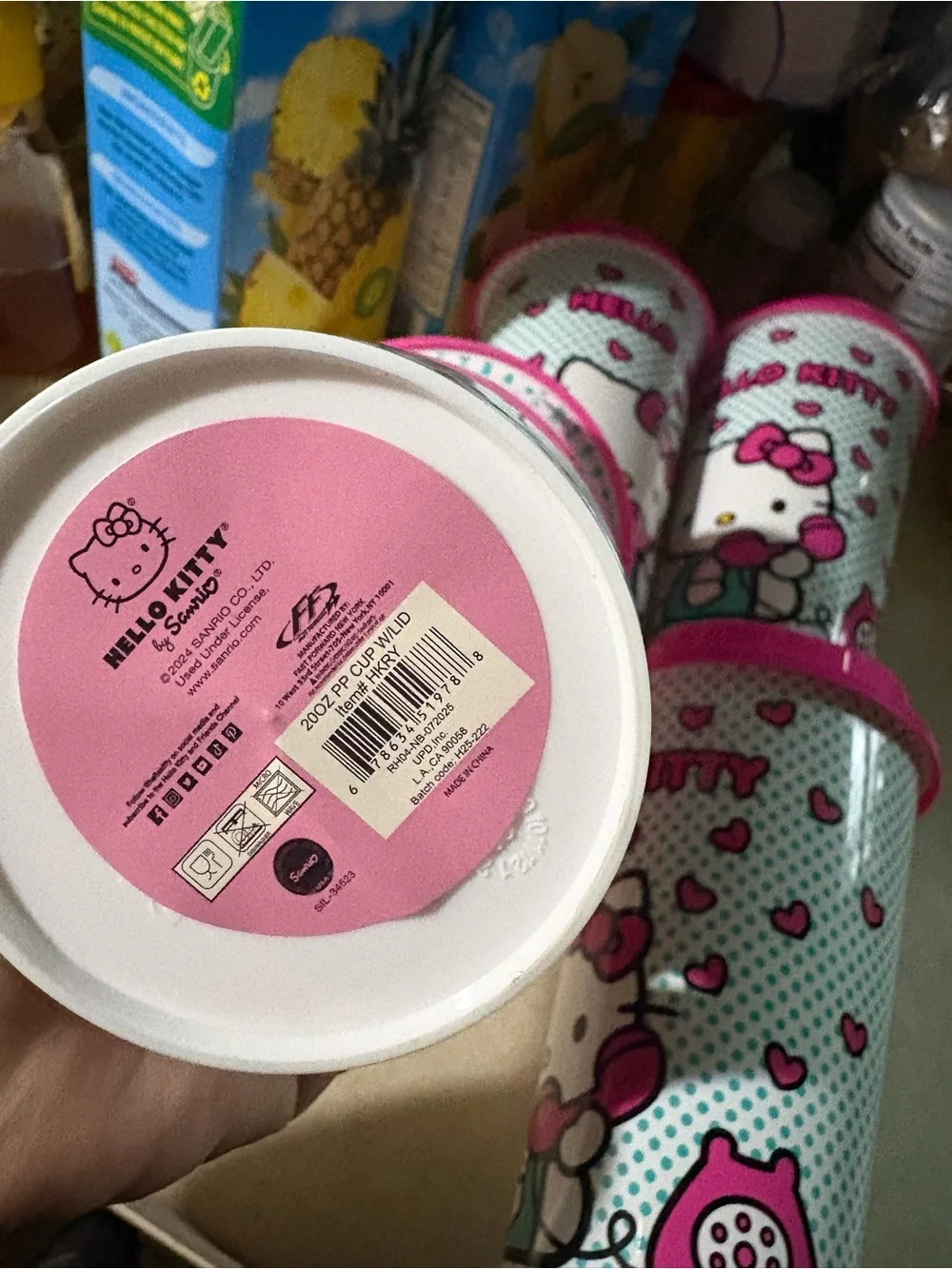 Sanrio Hello Kitty Pink & Teal Polka Dot Cup Set of 4